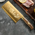 Gold Rose Pattern Kitchen Knife