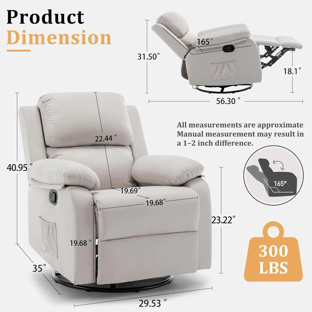 Recliner Chair, 360 Swivel Rocker