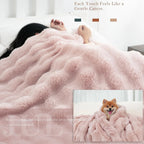 1pc Weighted 6 lbs Faux Rabbit Blanket