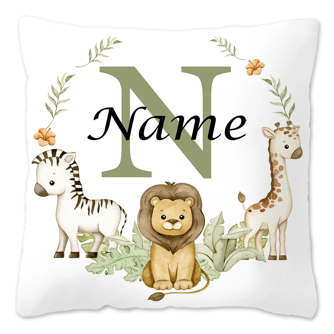 Animal with Name Pillow Case, Personalized