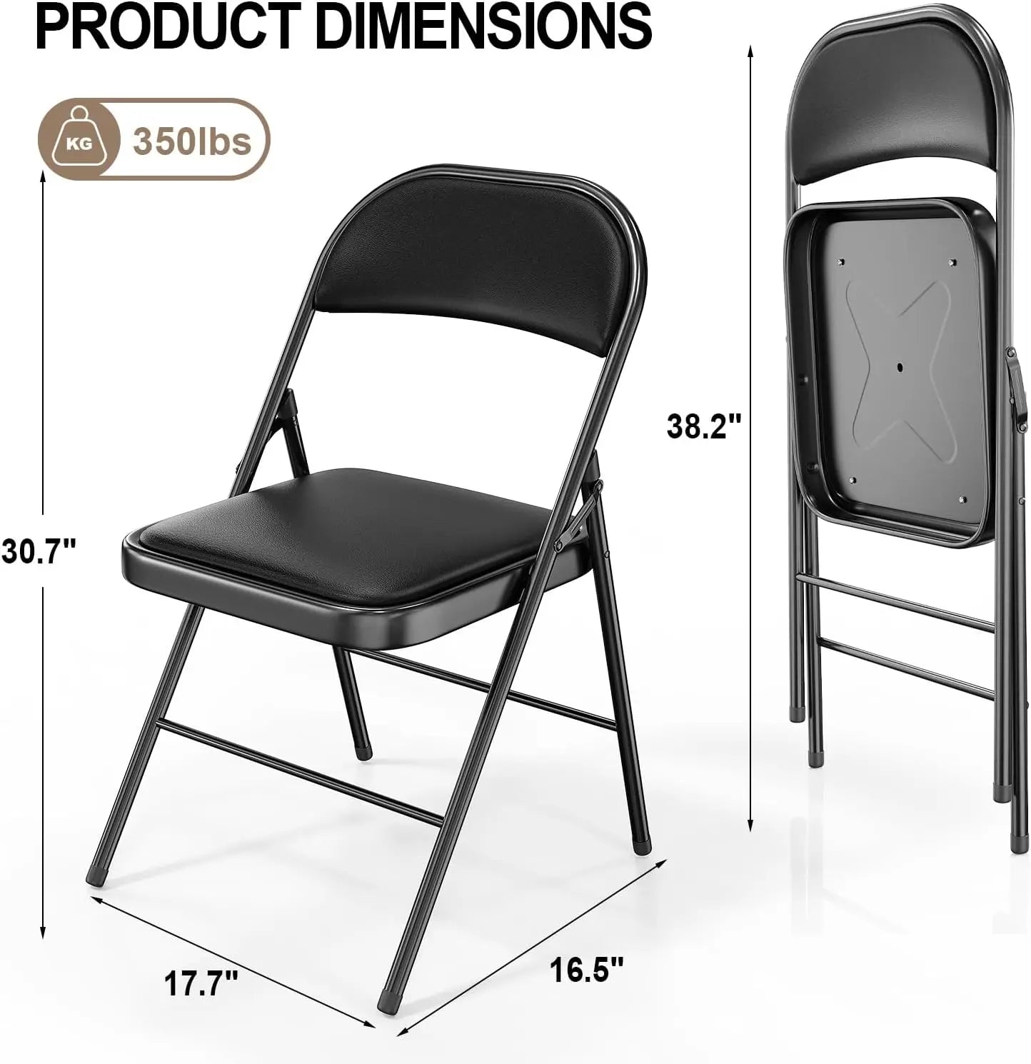 10 Folding Chairs ,Padded Seats, Metal Frame