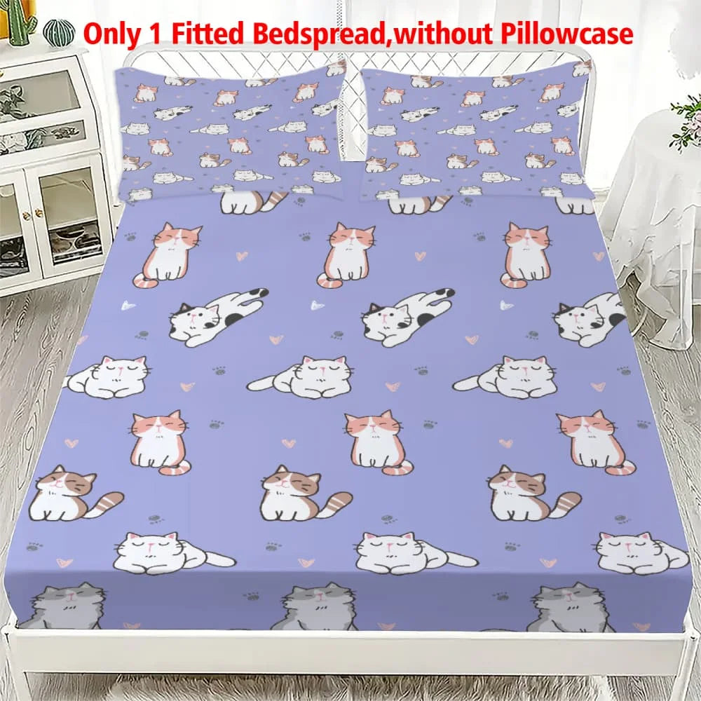 Cartoon Cats Print Fitted Sheet