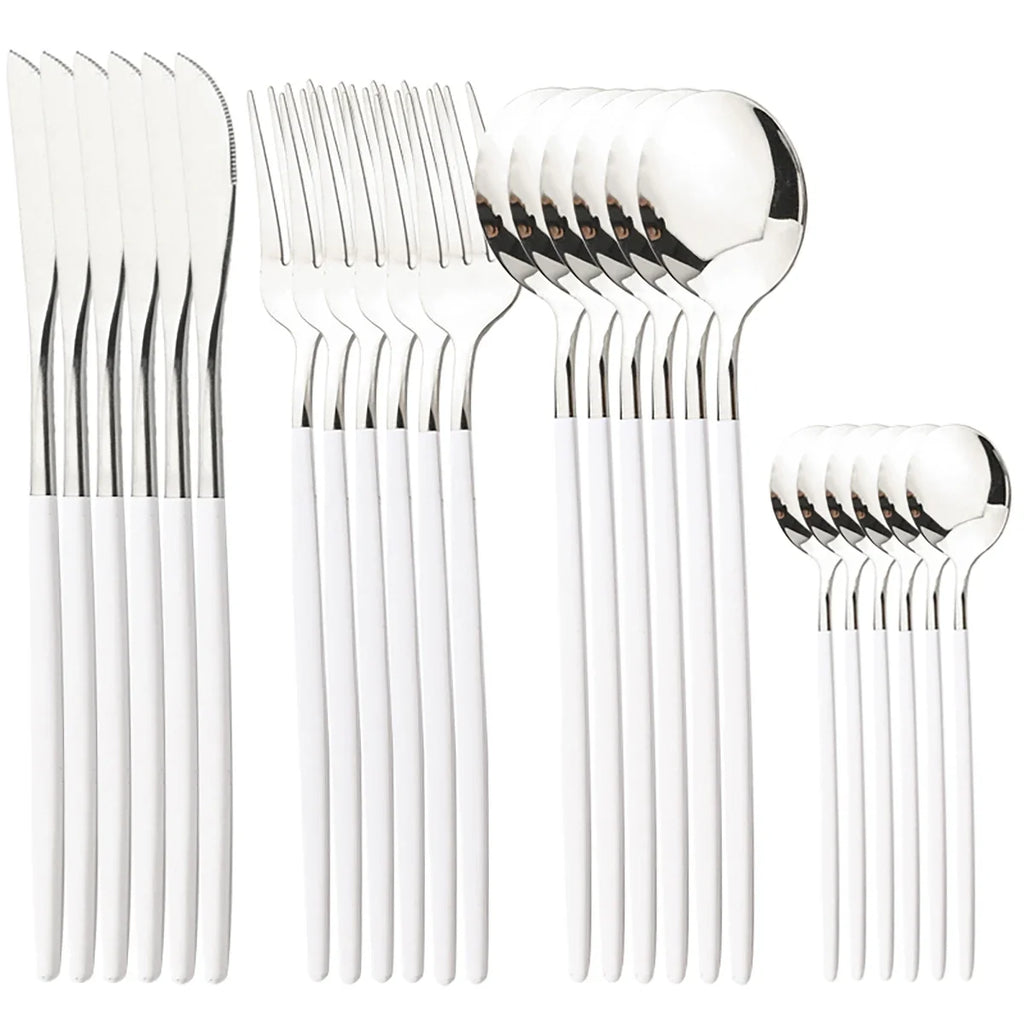24pcs Stainless Steel Tableware Set