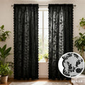 Floral Lace Sheer Curtains, Rod Pocket