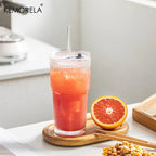 20 oz Ribbed Glass Tumblers/ Lids/Straws