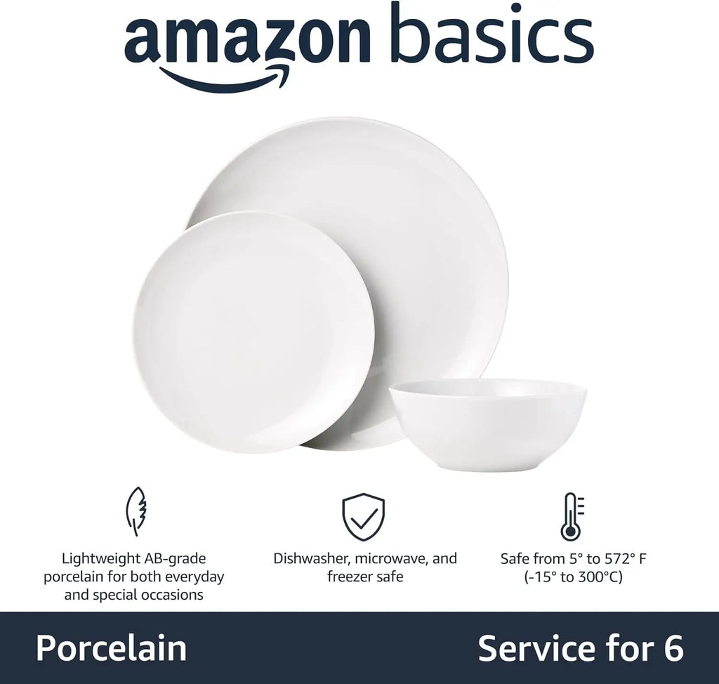 18-Piece White Porcelain Dinnerware Set