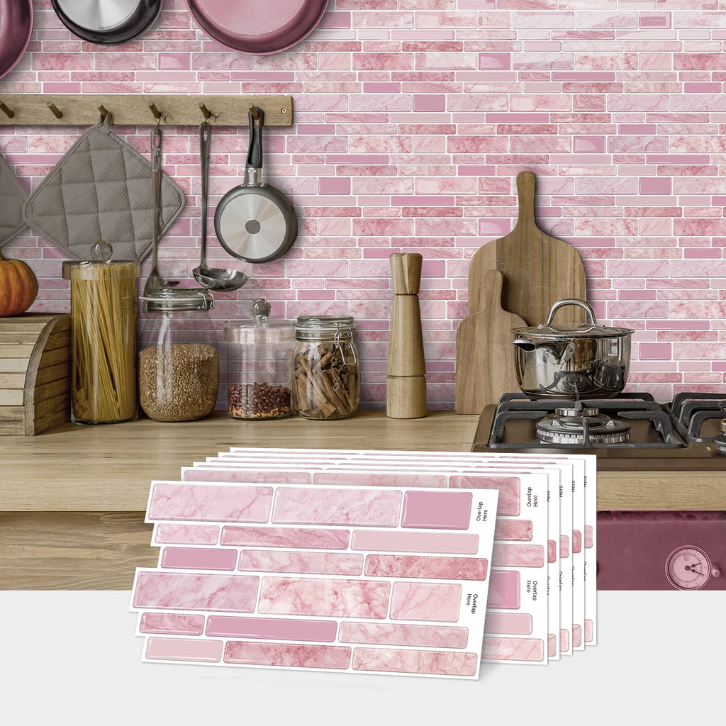 6/12/24 Pcs Marble Pattern Self-Adhesive Tile Coverings