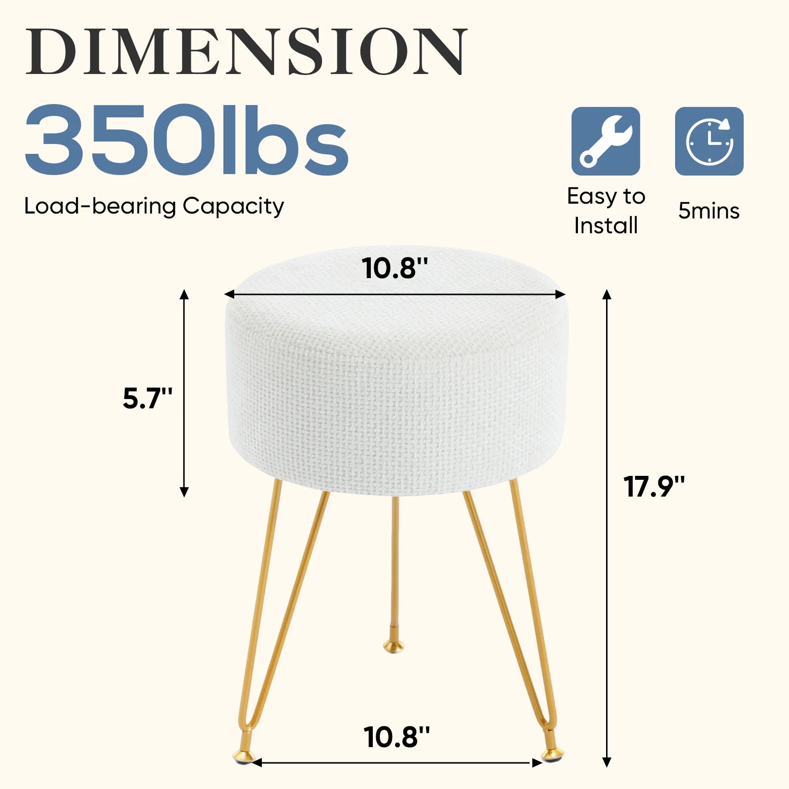 Round Velvet Stool