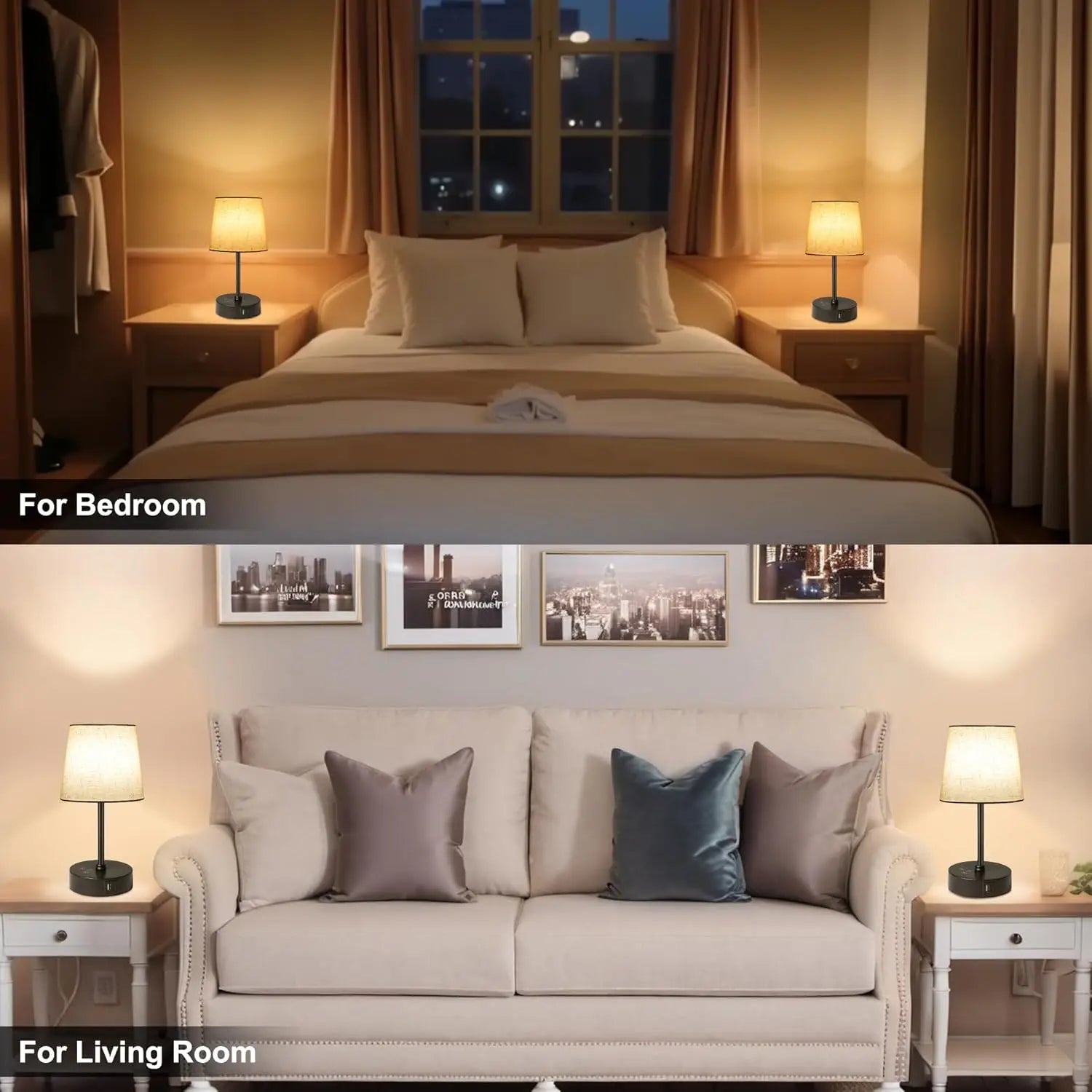 Set 2 Color Changing Lamps ,Touch Control