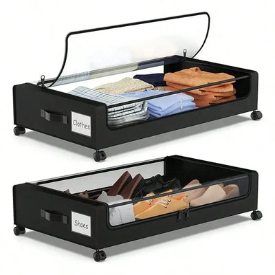 Under Bed Storage / Wheels/ Clear Zipper Lid/ Handles