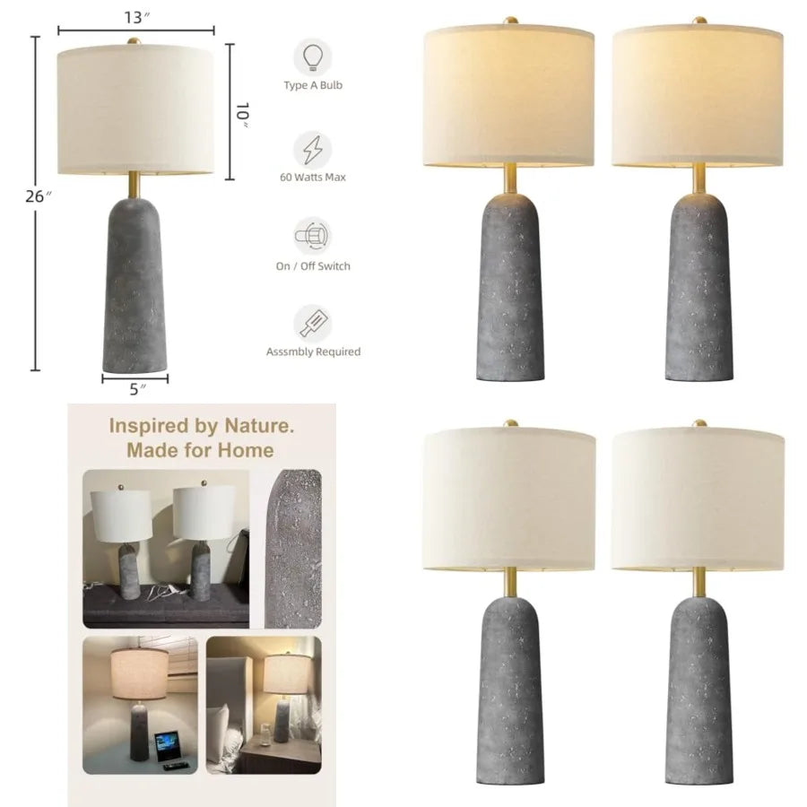 (2) Resin Lamp/ Natural Stone Look
