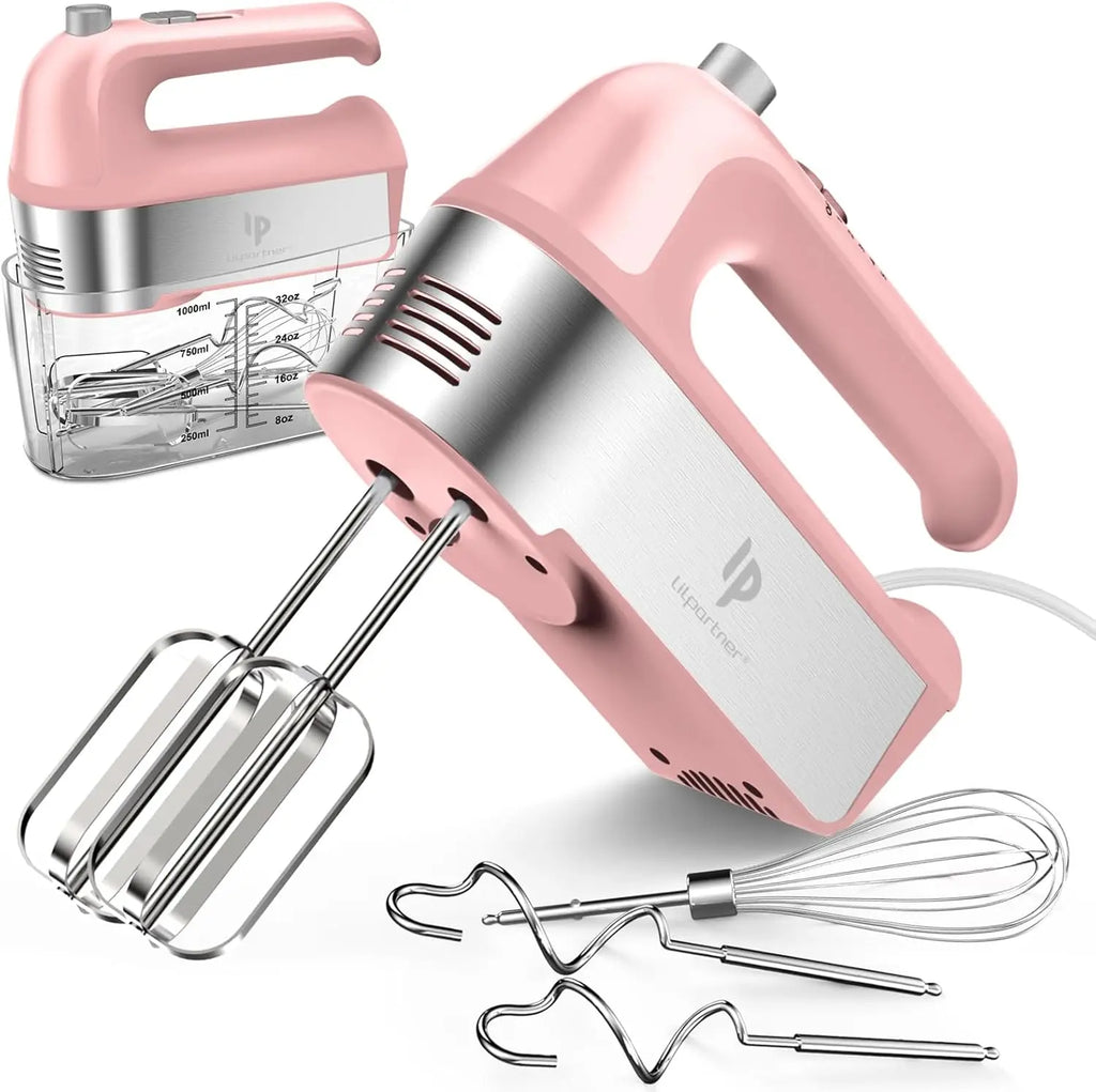 450W Electric Hand Mixer, Scale Cup, Pink