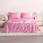 4pcs Satin Bed Sheet Set, Hypoallergenic