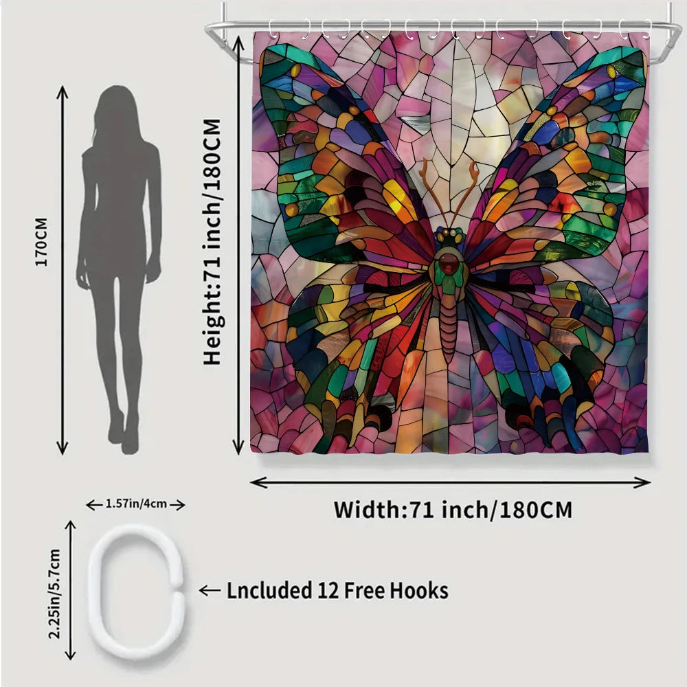 Butterfly  Four-Piece Shower Curtain Set