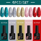 5Pcs/Set Red,  Brown Nail Gel