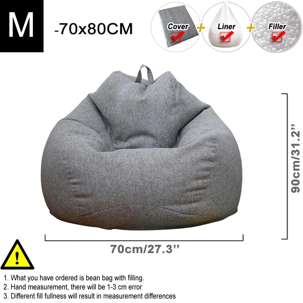 Washable Linen Bean Bag Chair / Filling
