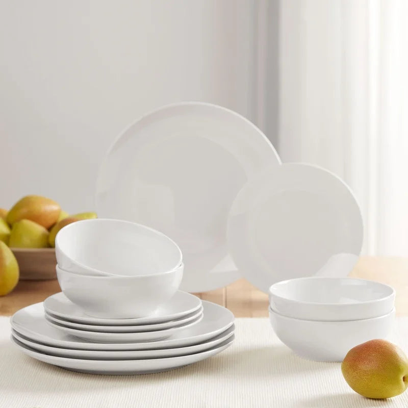 12-Piece White Stoneware Set