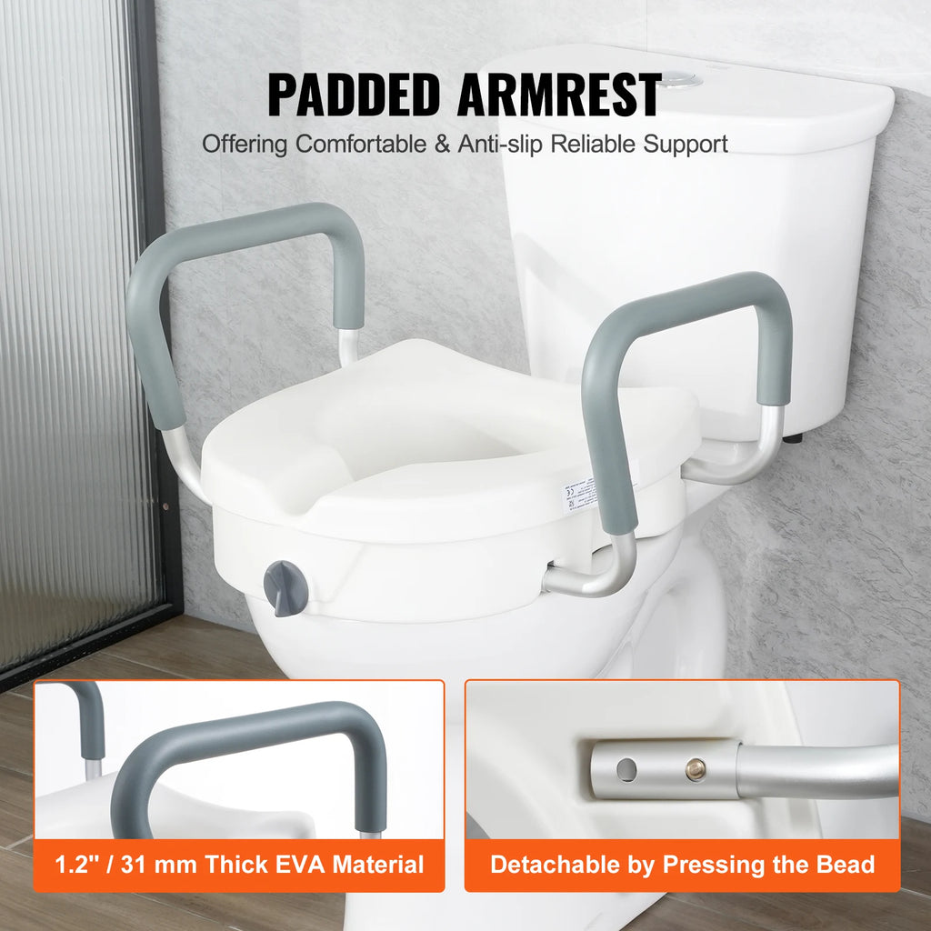 Raised Toilet Seat  Round , Elongated Toilet, Twist Lock
