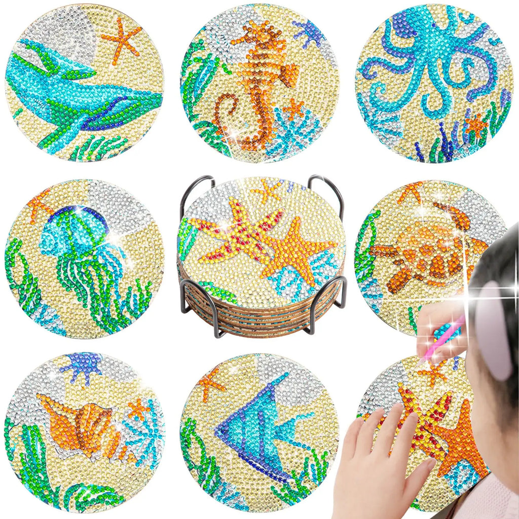 8pc/sets Diamond Painting Coasters