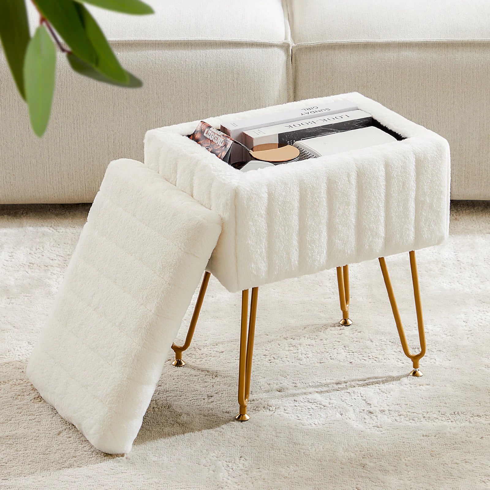 Faux Fur Storage Stools