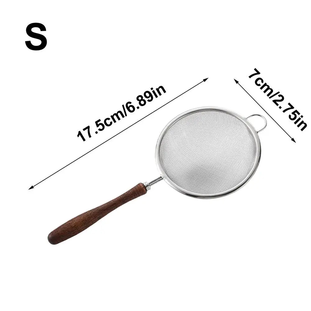 Mesh Strainer Filter Spoon with Wooden Handle