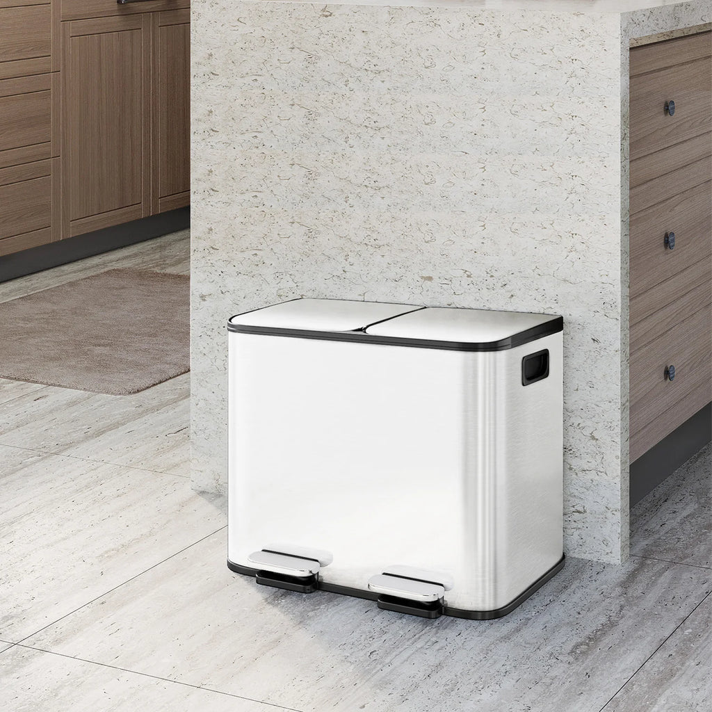 Dual Compartment Kitchen Trash Can, 30L (2 x 15L)