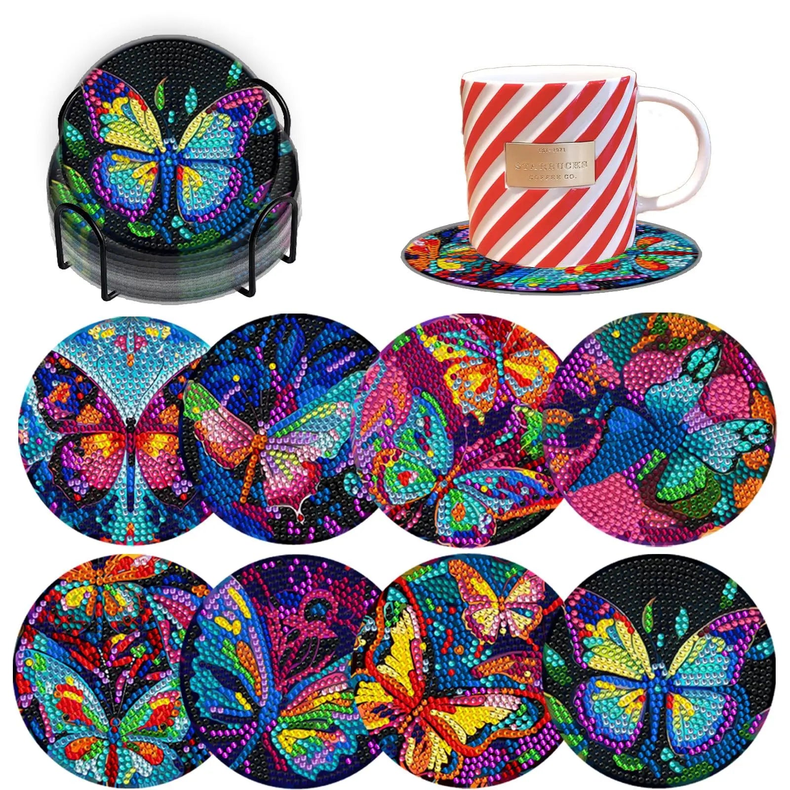 8pcs Diamond Coasters/ Holder Kits