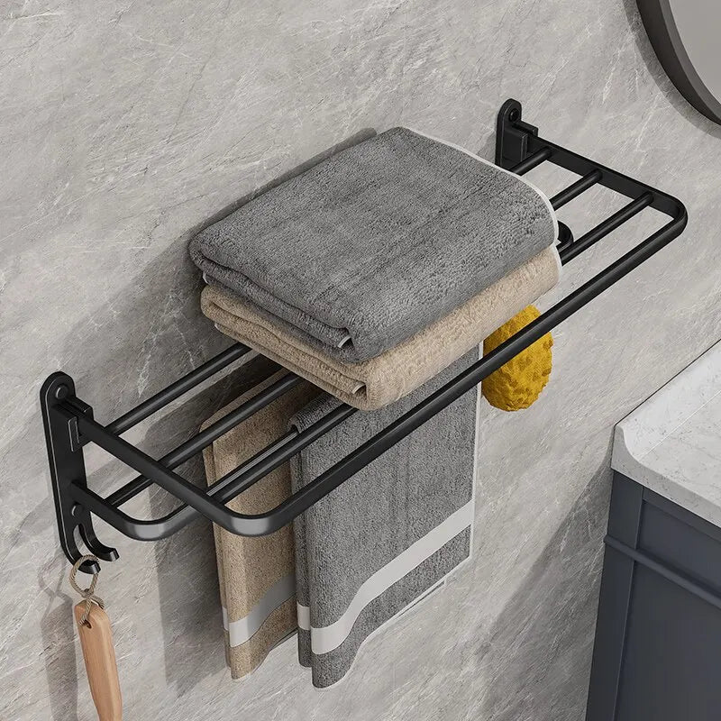 Matte Black Hook Towel Rack