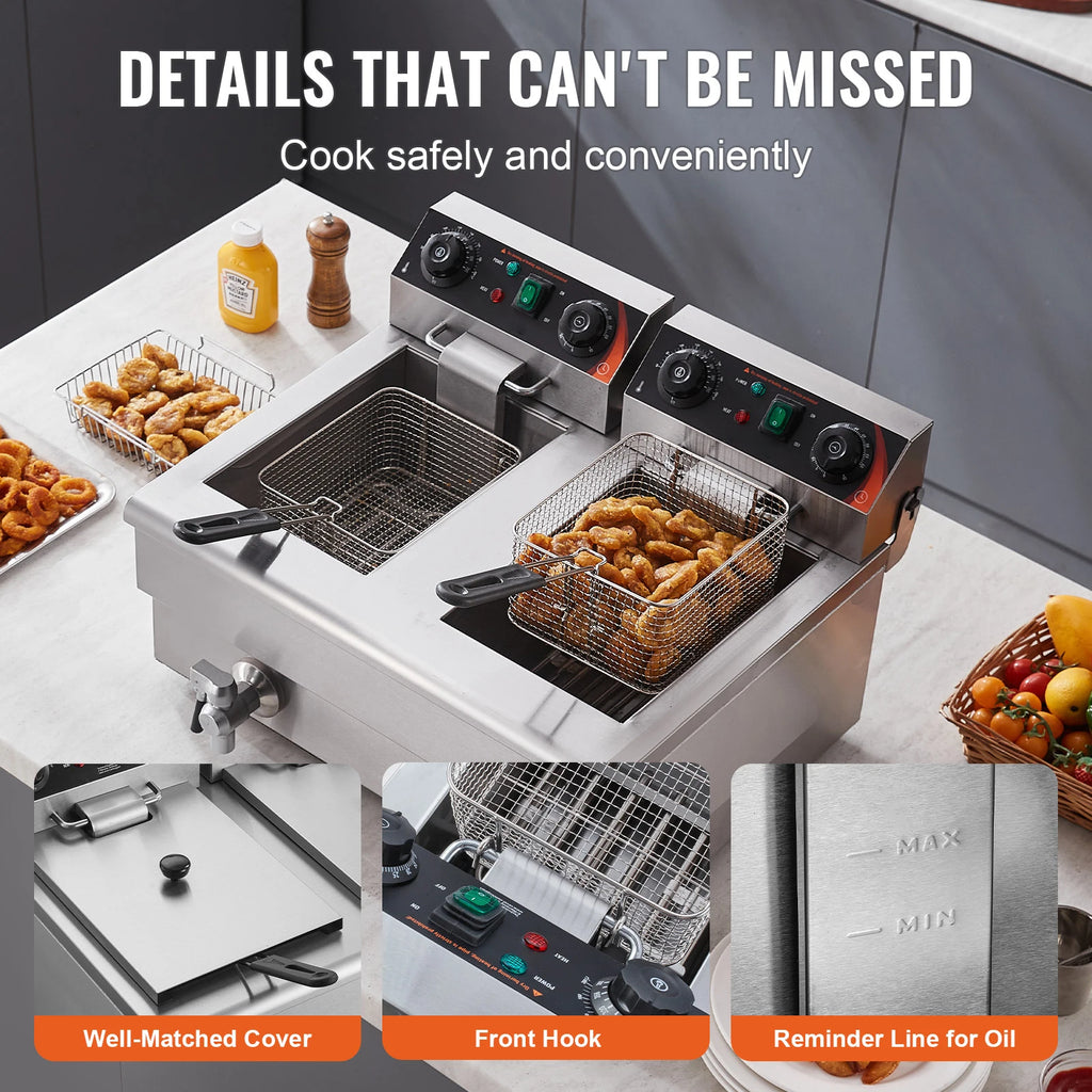 12L Electric Deep Fryer w/ Removable Tanks