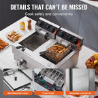 12L Electric Deep Fryer w/ Removable Tanks