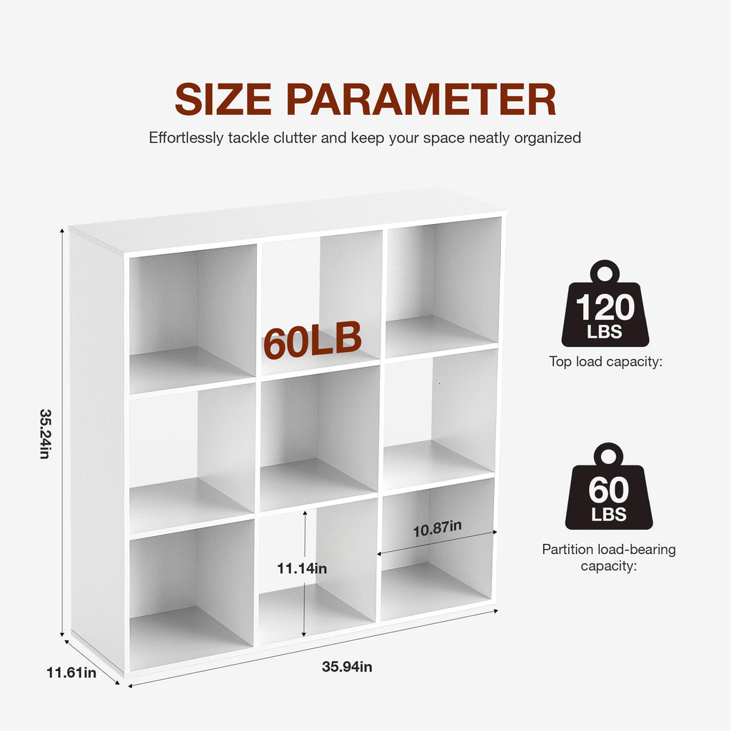 9 Cube Storage Wooden Shelf
