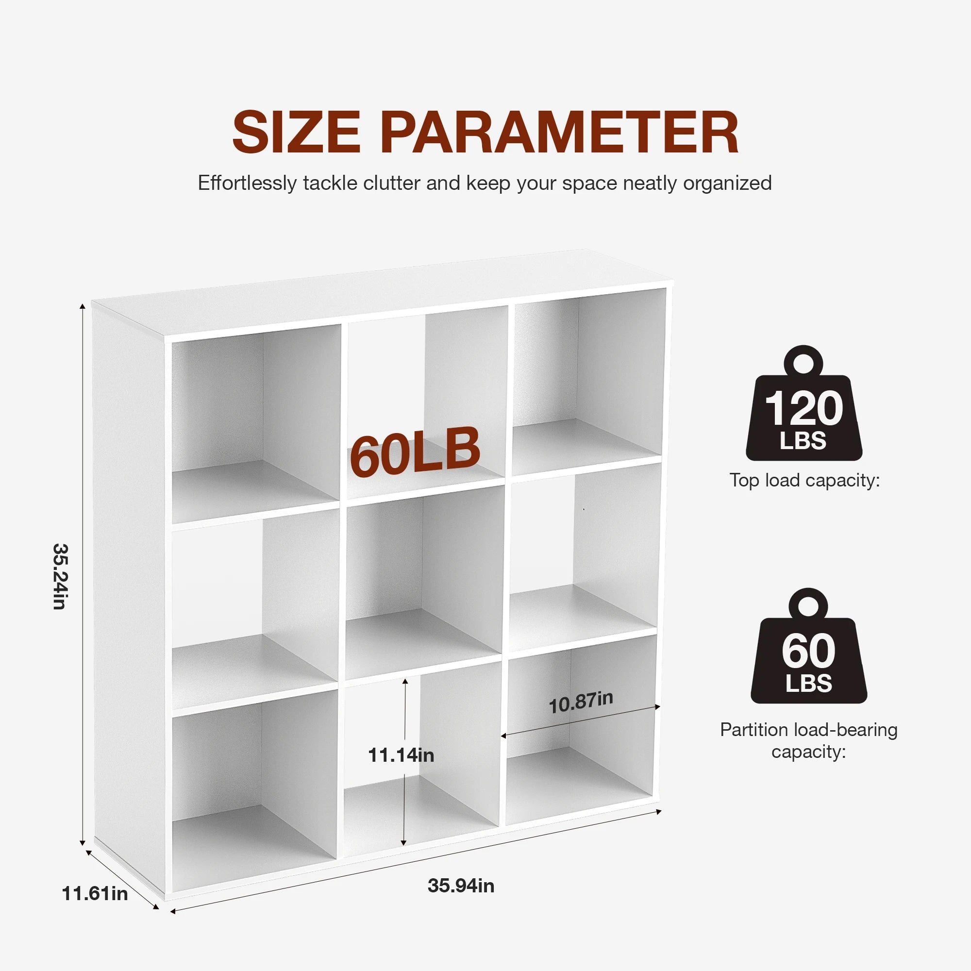 9 Cube Storage Wooden Shelf