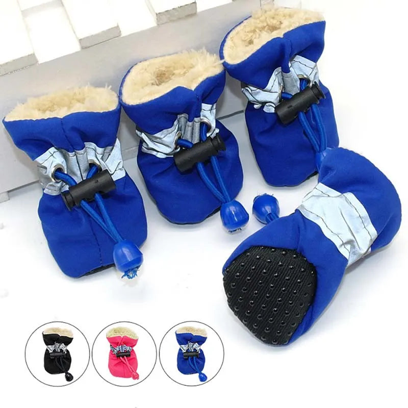 4pcs Antiskid Pet Shoes Waterproof
