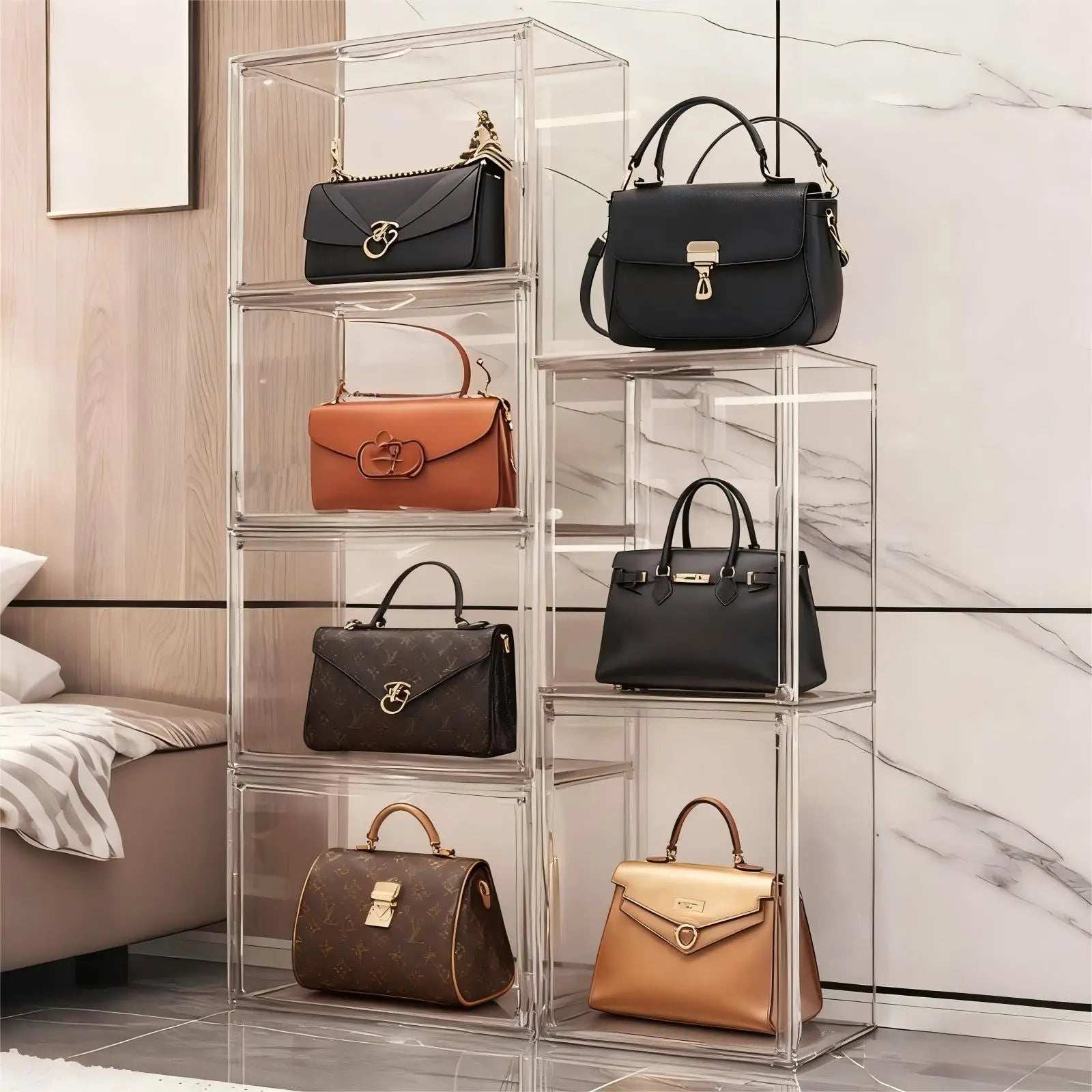 1pc/3pcs Clear Display Case Large Storage, Acrylic