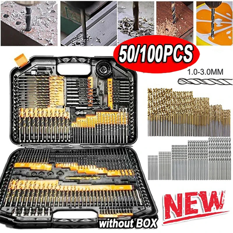 100/50Pcs Titanium Coated Drill Bits