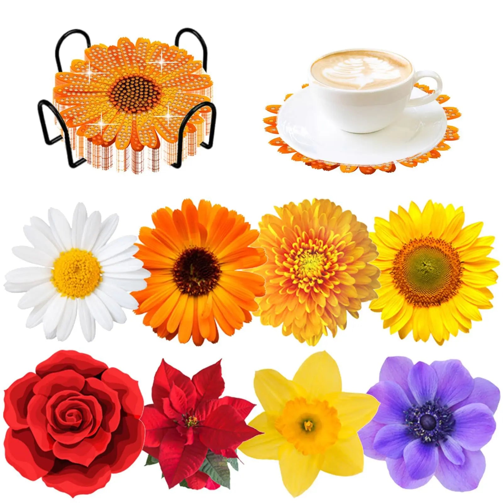 8pcs Diamond Coasters/ Holder Kits
