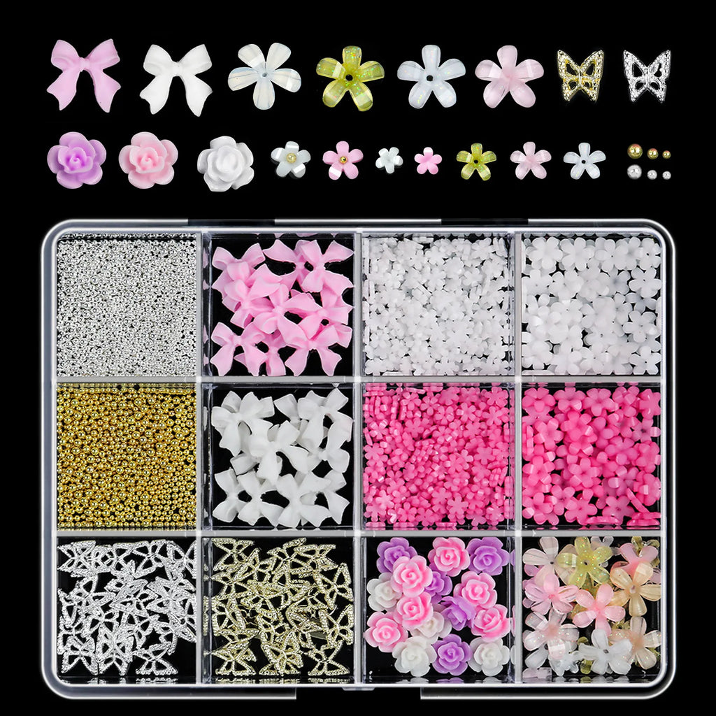 12Grids/Box Mixed Nail Charms