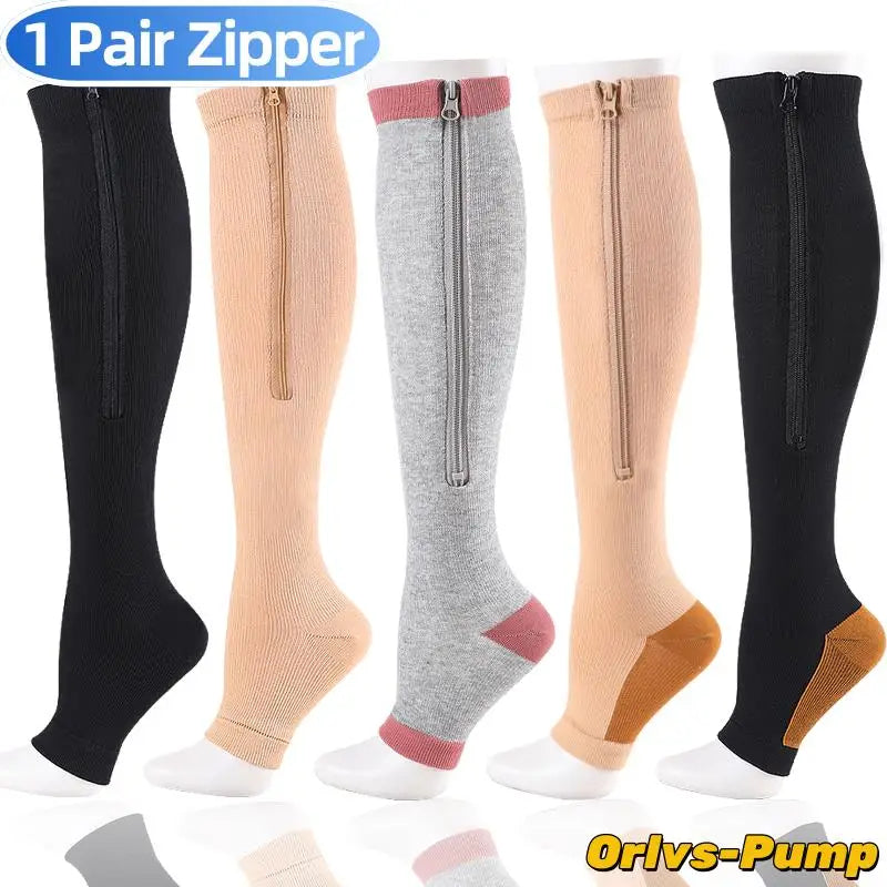 1 Pair Zipper Compression Socks