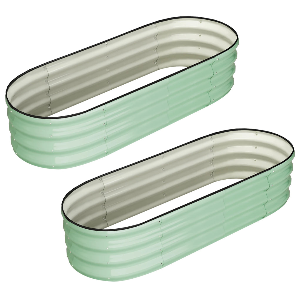 2- 4.5x2x1ft Oval Raised Garden Bed, Galvanized