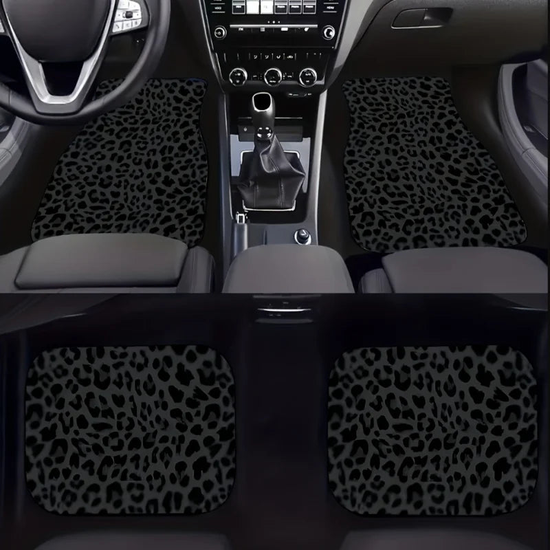 Leopard Print Car Floor Mats Set