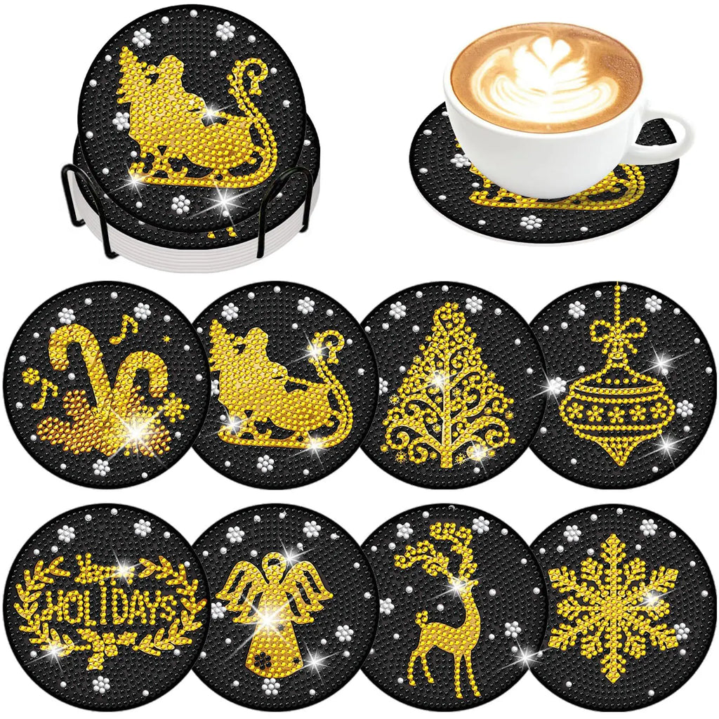 8pcs Diamond Coasters/ Holder Kits