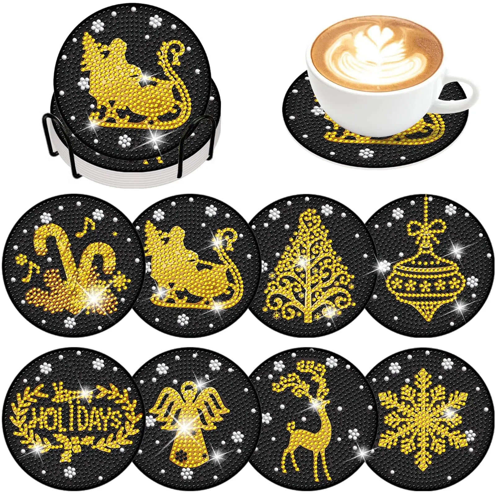 8pcs Diamond Coasters/ Holder Kits