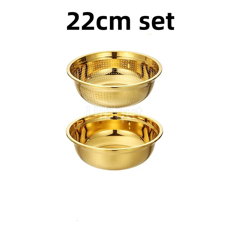 Round Golden Stainless Steel Colander