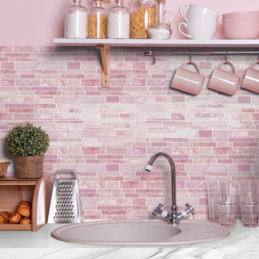 6/12/24 Pcs Marble Pattern Self-Adhesive Tile Coverings