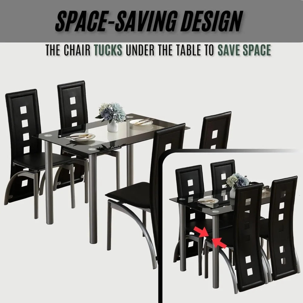5-Piece Dining Set with Glass Table