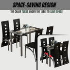 5-Piece Dining Set with Glass Table