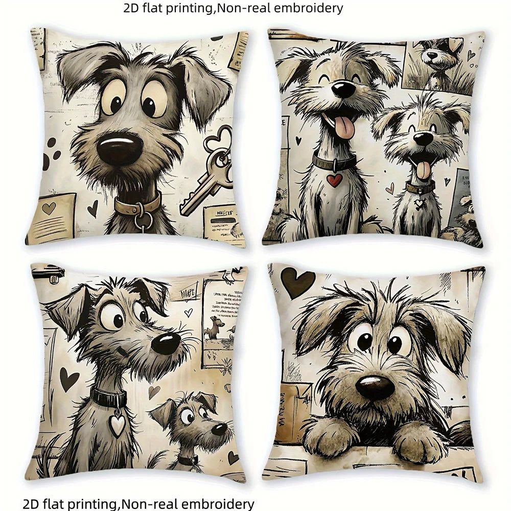 1/4pcs Dog-Patterned Pillowcases