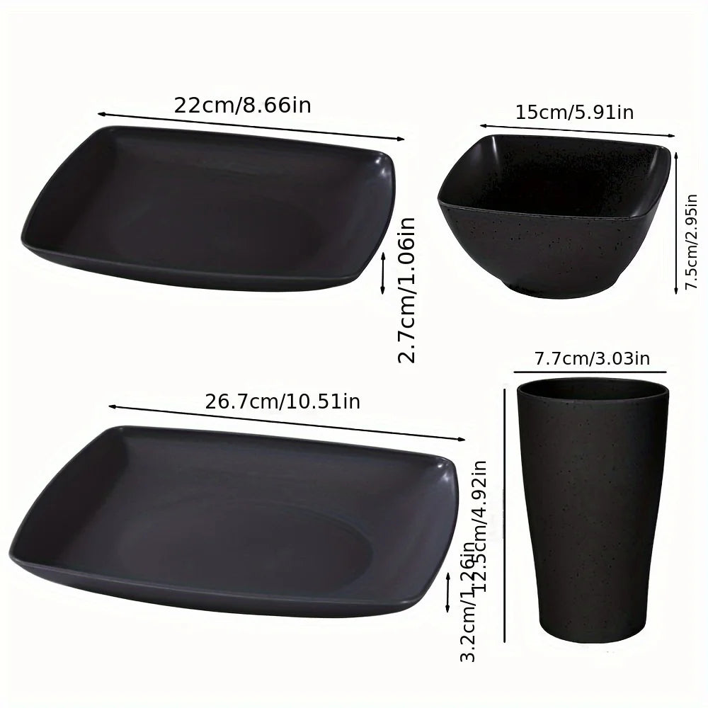 16/32Pcs Plastic Dinnerware Set
