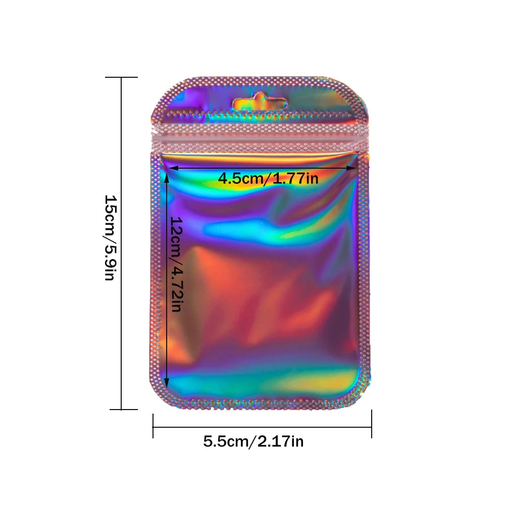 50pcs Holographic Zipper Small Food Storage
