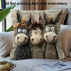 Donkey-Patterned Burlap Pillowcase